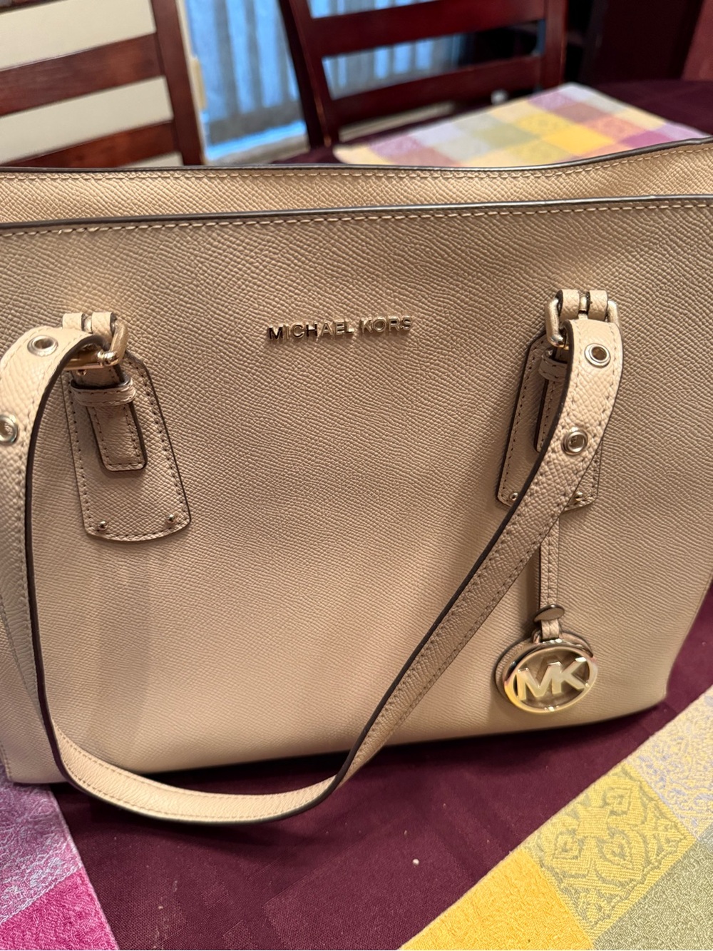 Michael Kors Light Beige Saffiano Leather Shoulder Bag